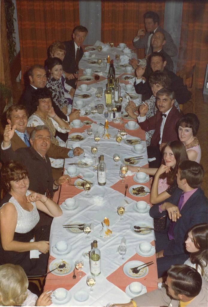 1153 Xmas Do at Pavema Hotel 1973. John Donnelly, Den Branden Snr at the back.